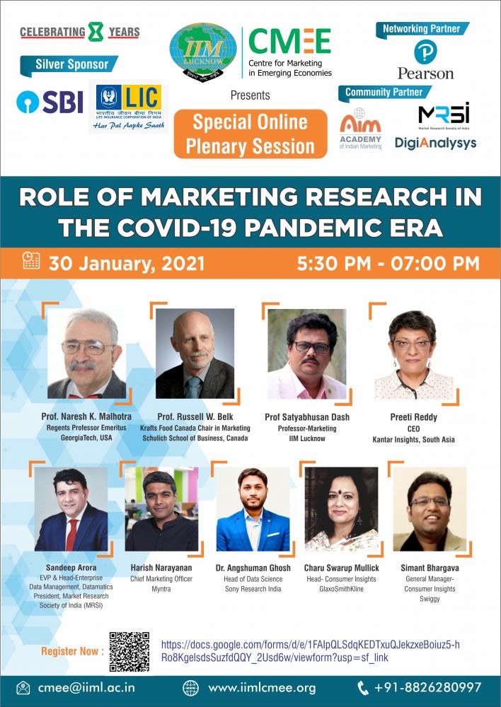 Online Plenary Session/Webinar on Role of Marketing Research in Covid-19 Pandemic Era 